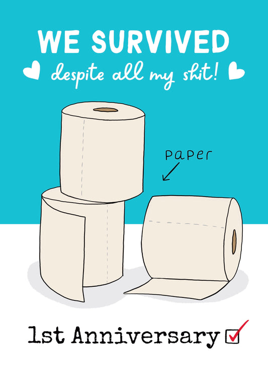 Funny 1 Year Paper Anniversary Toilet Roll Card