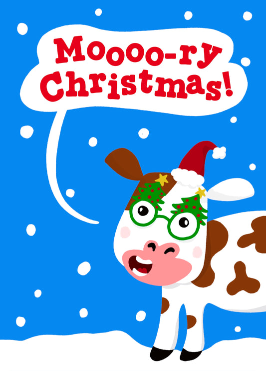 Funny Cow Christmas Card - Moooory Merry Christmas