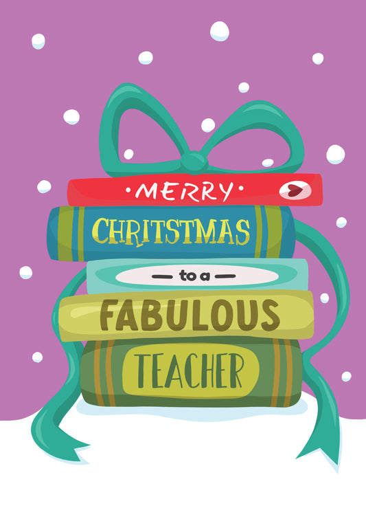 Funny Merry Christmas Card For Book Lover Teacher