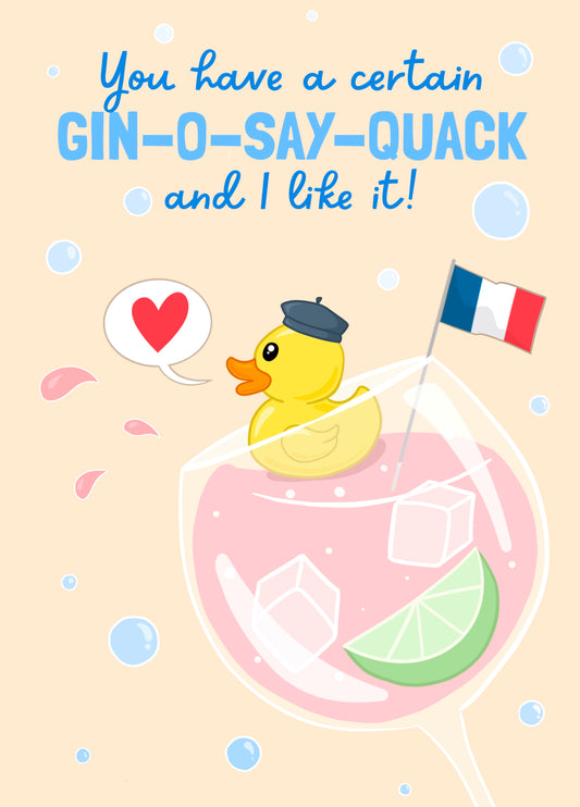 Rubber Duck Gin O Say Quack Card For The One You Love