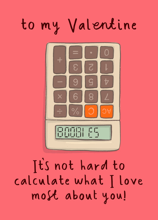 Funny Valentine's Day Card - Calculator Boobies