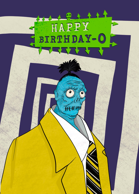 Funny Beetlejuice Day-O Birthday Shrunken Head Card