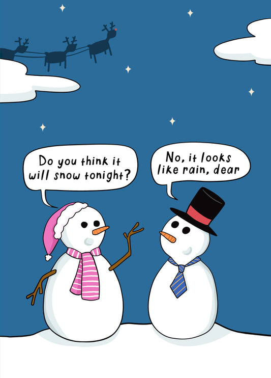 Funny Christmas Card - Rain Dear Reindeer Snowmen Joke