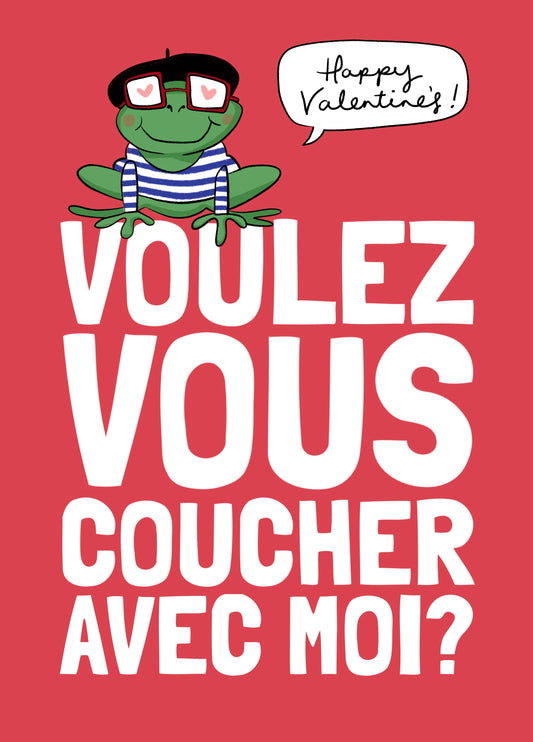 Funny Valentine’s Day Card - Voulez Vous Cheeky Frog