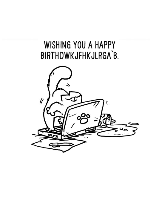 Simon's Cat Laptop Chaos Birthday Card
