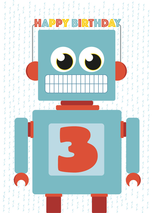 Happy 3rd Birthday Robot Card