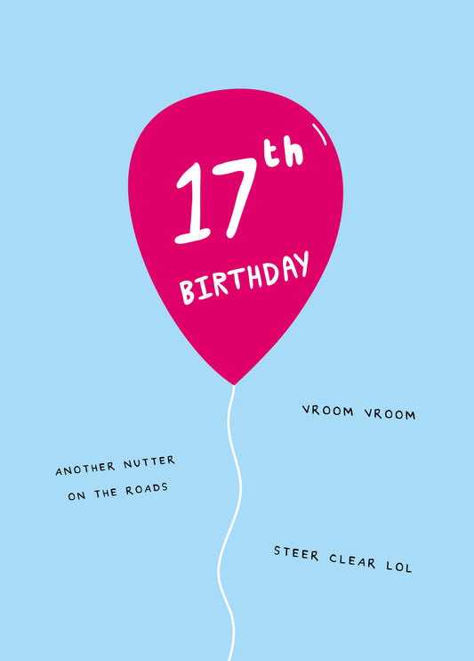 Balloon 17th Birthday Card