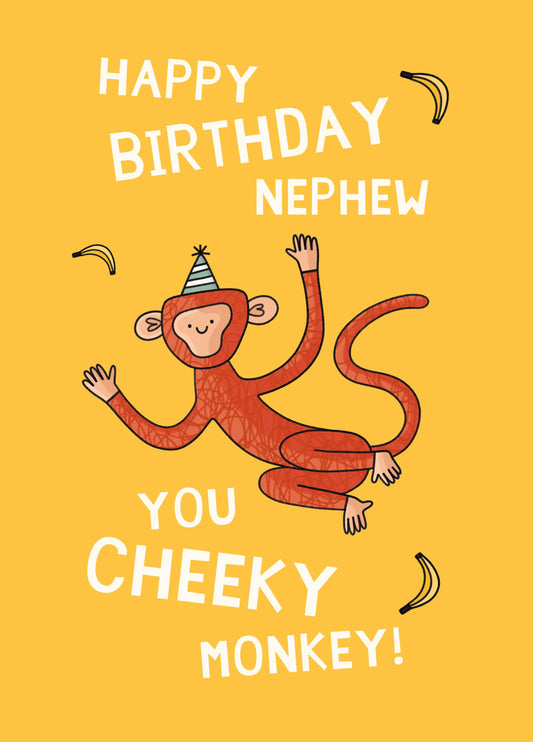 Nephew Cheeky Monkey Birthday Card
