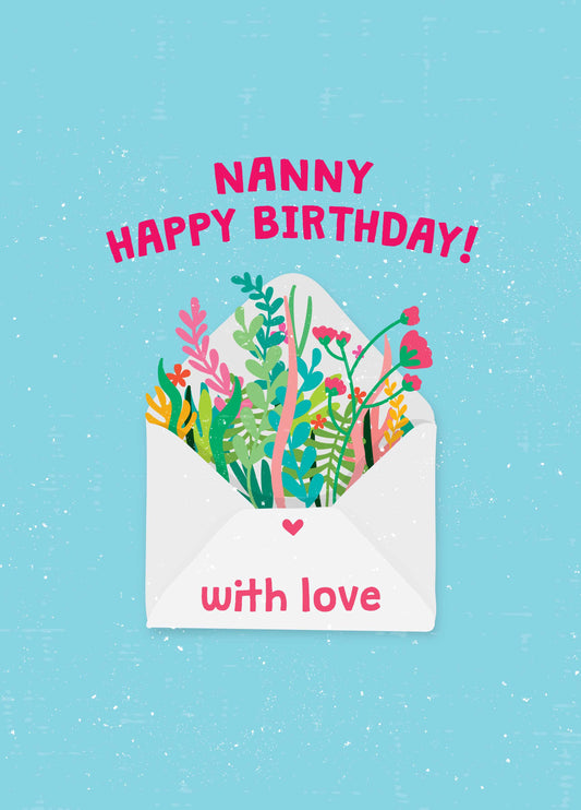 Nanny With Love Floral Birthday Card