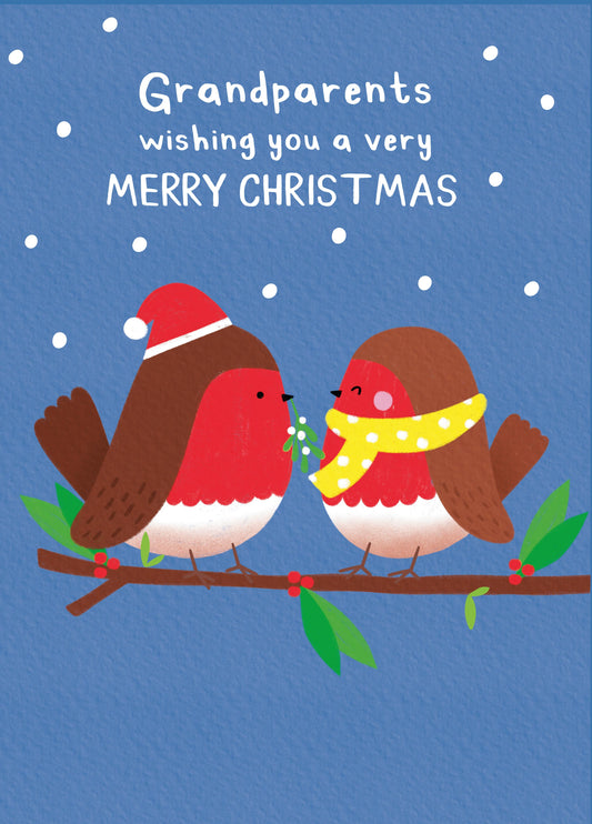 Grandparents Robin Couple Christmas Card