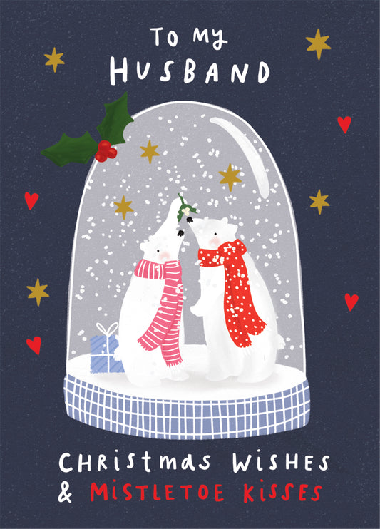 Husband Polar Bear Globe Christmas Card