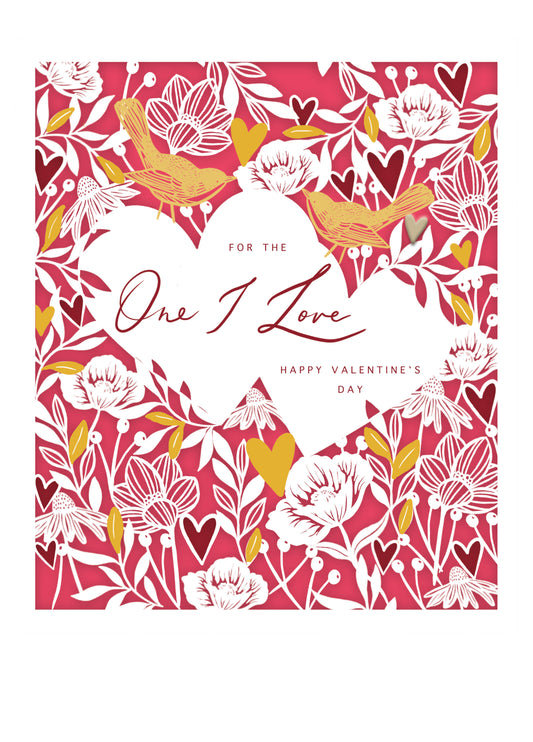The One I Love Birds & Hearts Valentine's Card