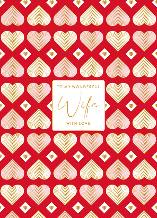 Wonderful Wife Heart Pattern Valentine's Card