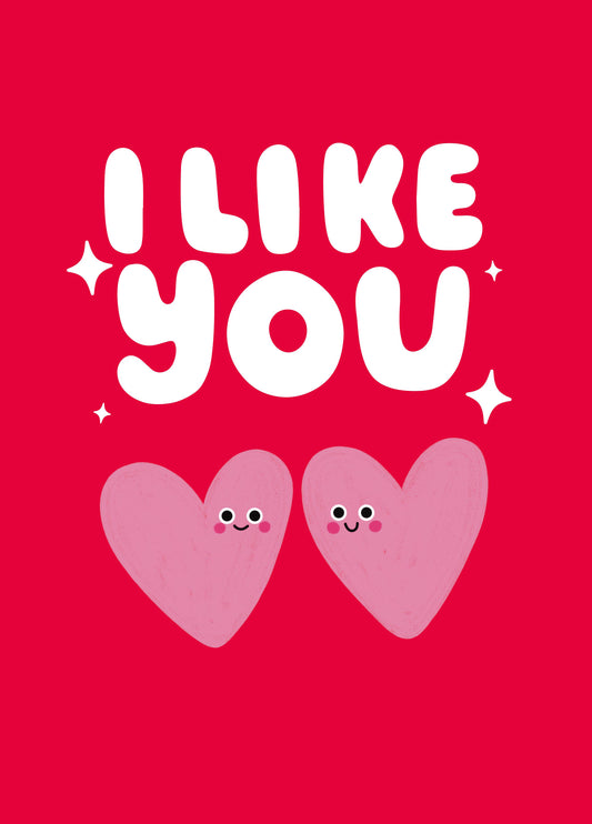 I Like You Hearts Valentine's Card