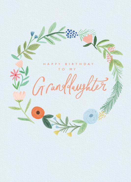 Granddaughter Floral Wreath Birthday Card