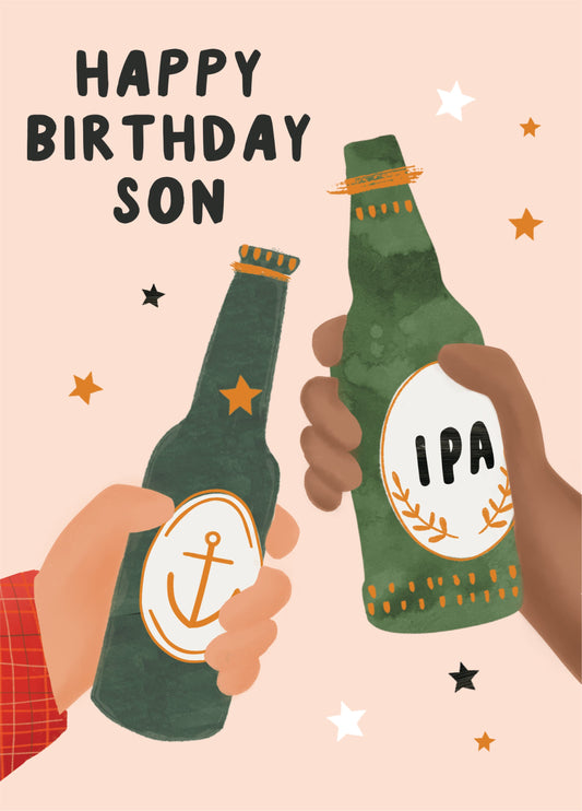 Son Beer Bottles Birthday Card