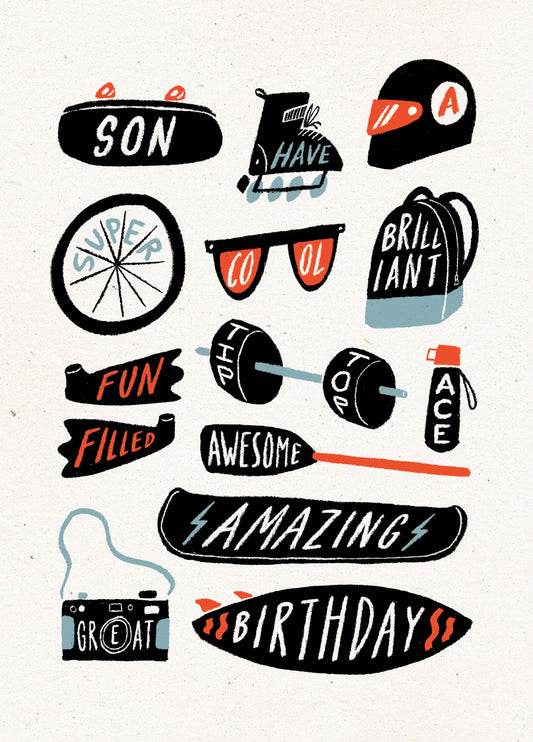 Son Super Cool Sporty Birthday Card