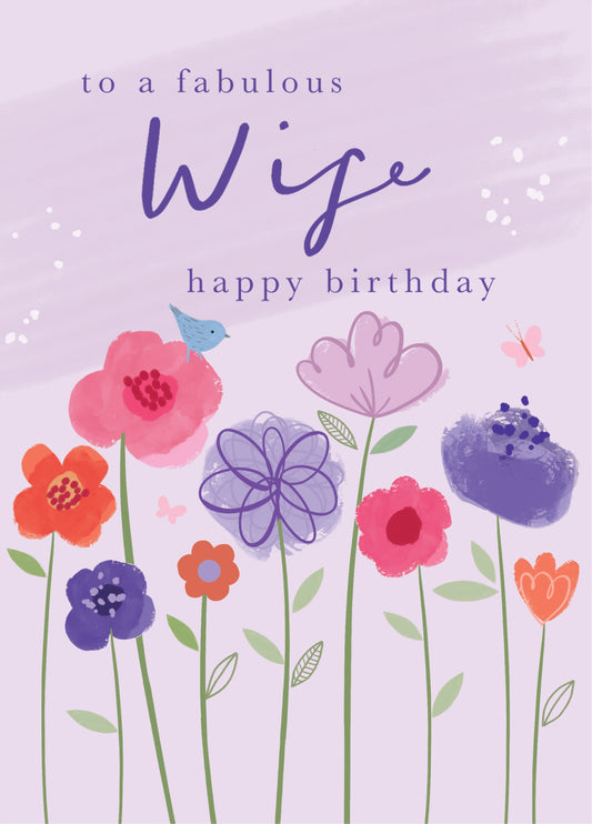 Fabulous Wife Floral Birthday Card