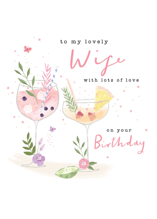 Lovely Wife Cocktails Birthday Card