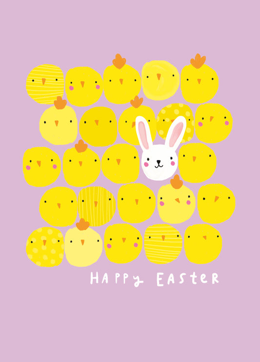 Chicks And Bunny Easter Card