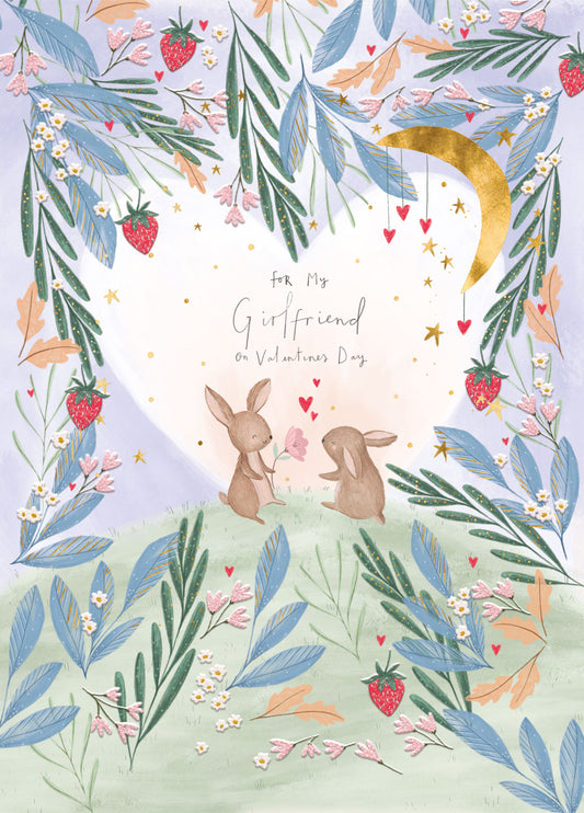 Girlfriend Cute Bunnies Valentine's Card