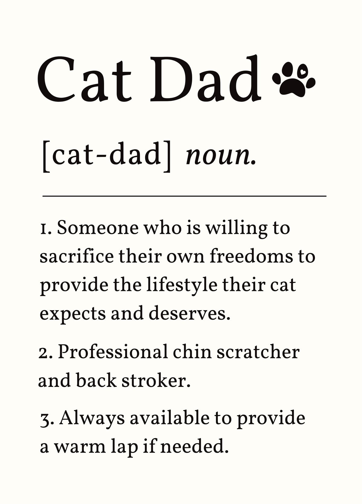 Funny Cat Dad Father’s Day Card - Dictionary Definition