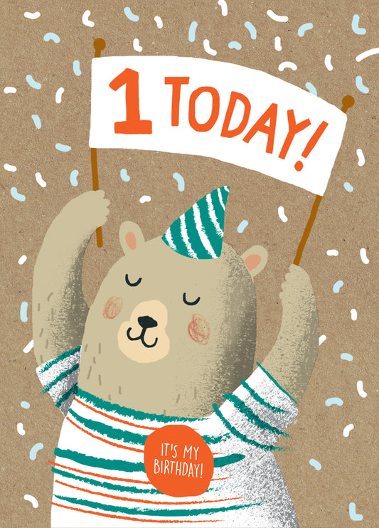 1st Birthday Bear Card