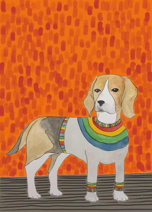 Beagle In A Stripy Jumper Card
