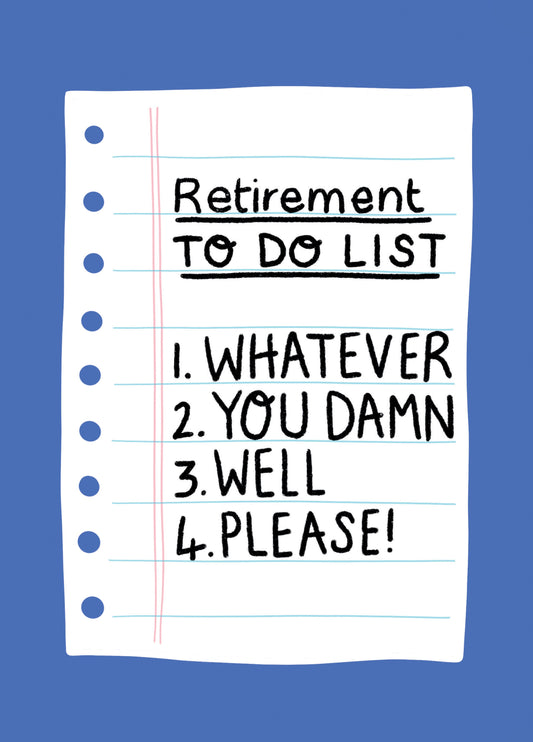 To Do List Funny Retirement Card
