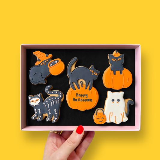 Scaredy Cat Halloween Letterbox Iced Cookies