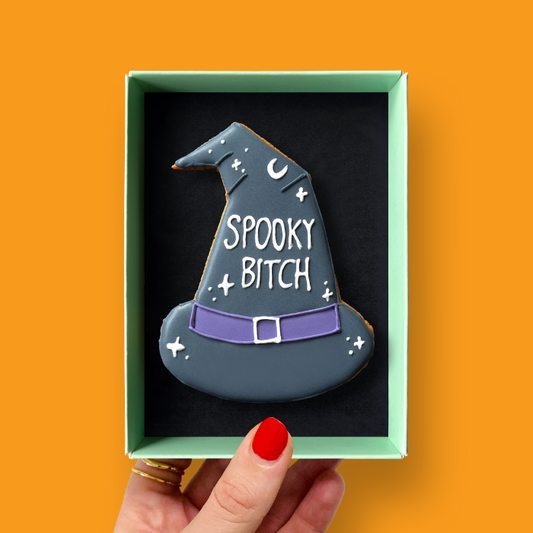 Spooky Bitch Witch Hat Halloween Letterbox Iced Cookie