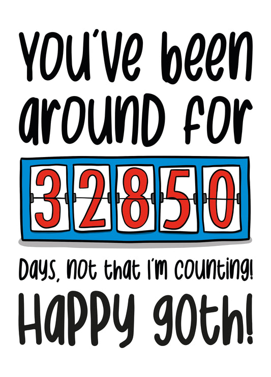 90th Birthday Days Counter Card