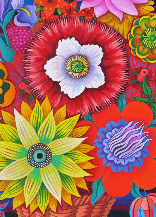 Bright Blooms With Poppy Card