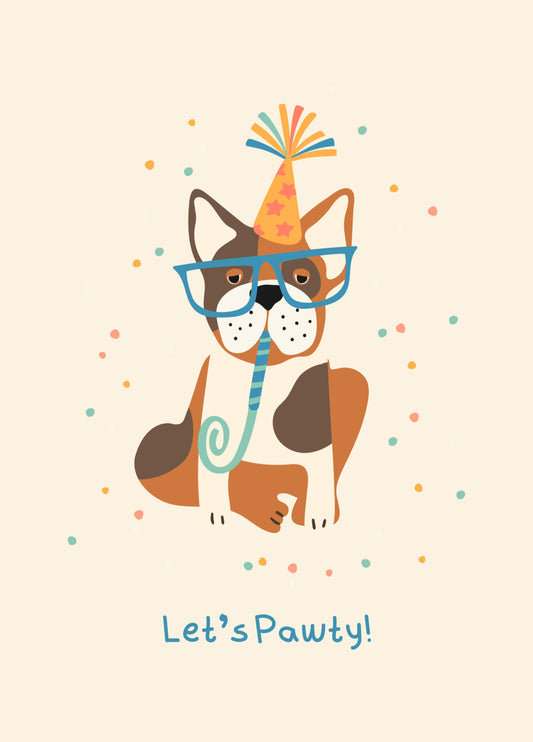 Let's Pawty Birthday Dog Card