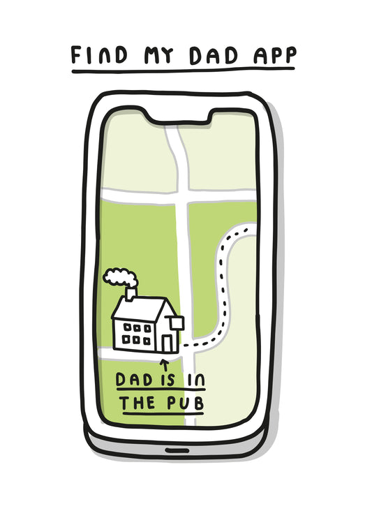 Find My Dad App. Funny Dad Card