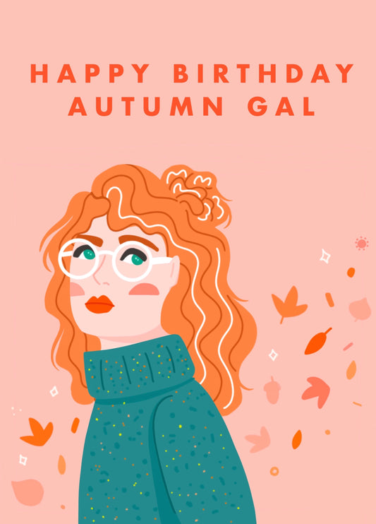 Autumn Birthday Gal Card