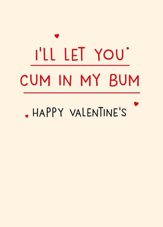 Let You Cum In My Bum Card