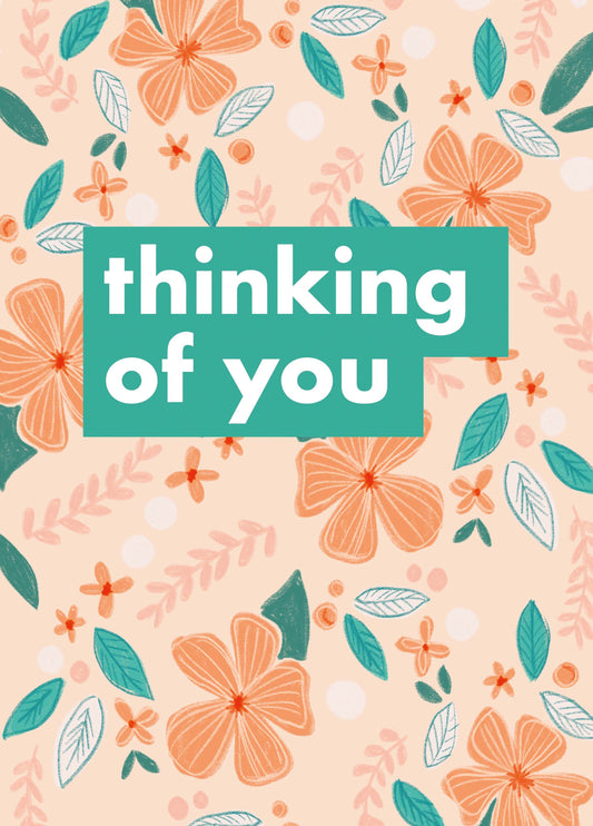 Thinking Of You Peach Flowers Card