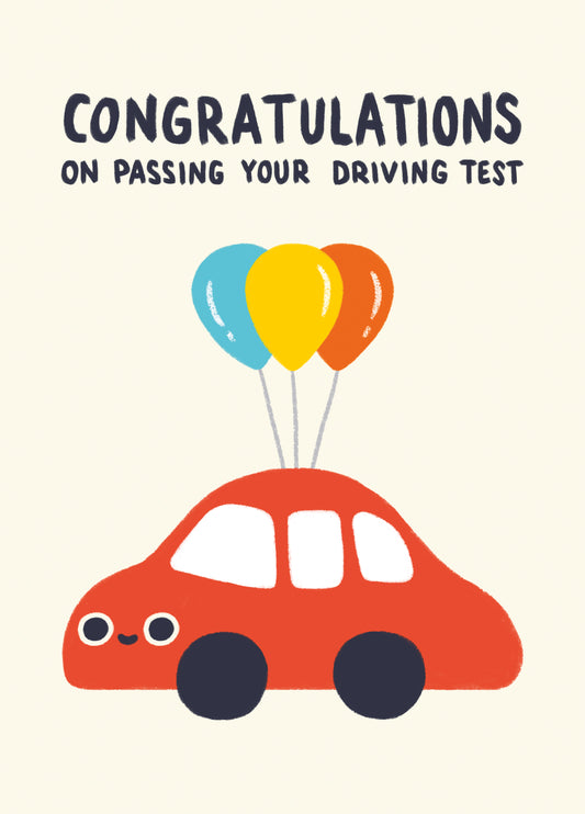 Congratulations Balloon Car Driving Test Card