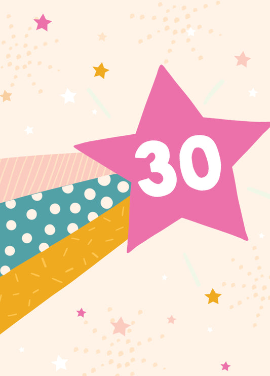 Shooting Star 30th Birthday Card