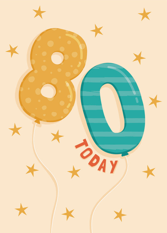 80 Today Balloons Birthday Card