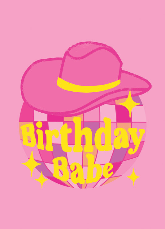 Birthday Babe Disco Cowgirl Card