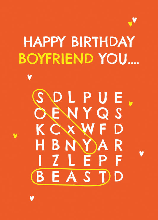 Boyfriend Wordsearch Birthday Card