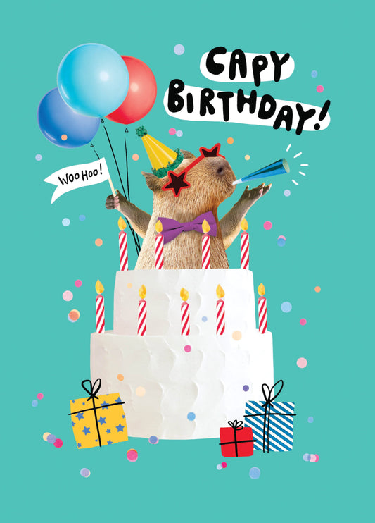 Capybara Cake Birthday Card