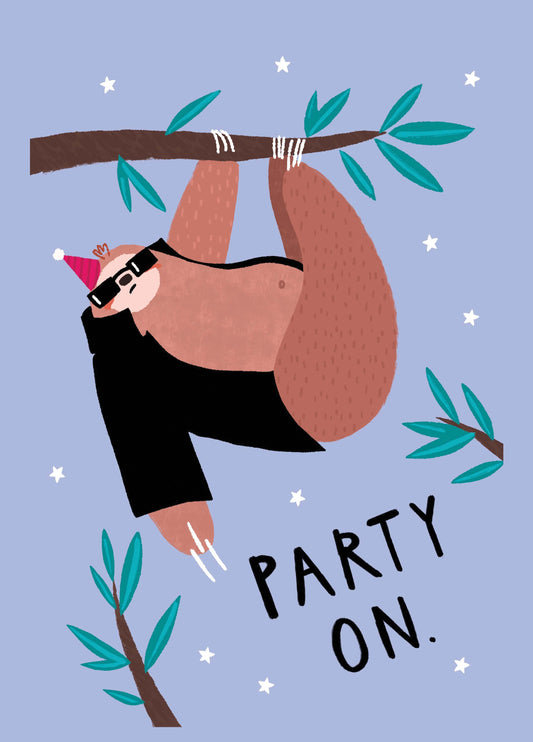 Party On Sloth Birthday Card