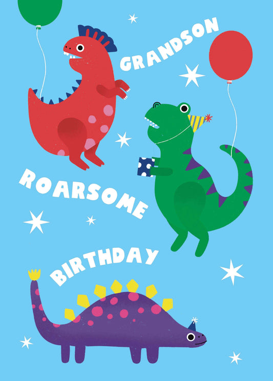 Grandson Roarsome Dino Birthday Card