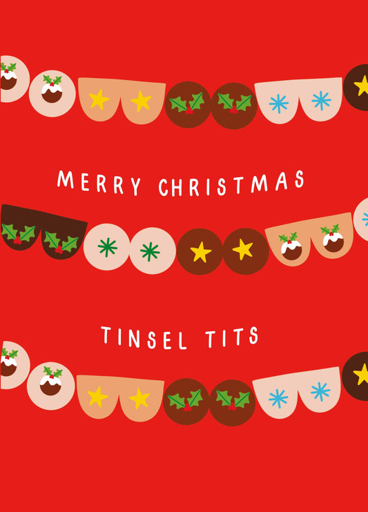 Tinsel Tits Bunting Christmas Card