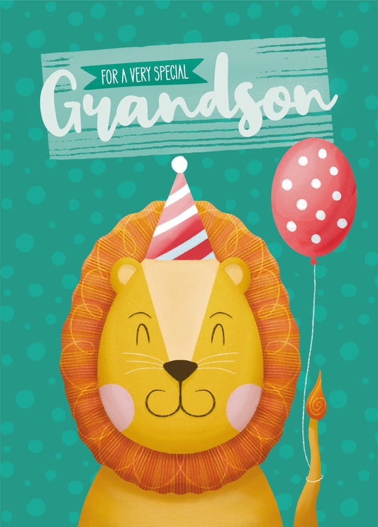 Special Grandson Lion Birthday Card