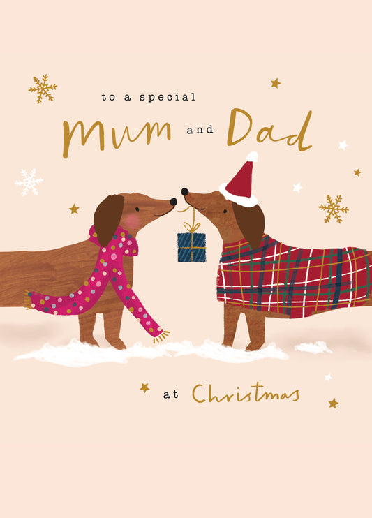 Mum & Dad Dachshunds Christmas Card