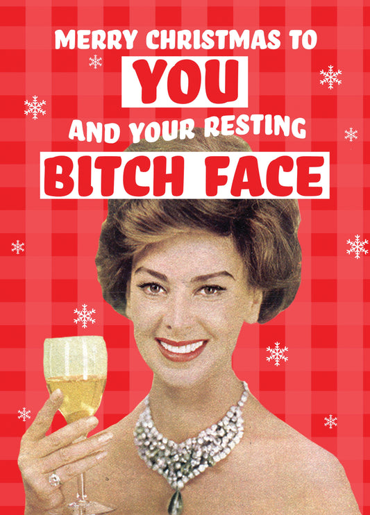 Resting Bitch Face Retro Christmas Card